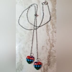 Elegant Silver Necklace with Red Pendant
